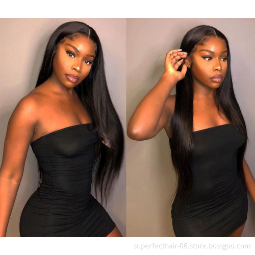 Wholesale Virgin Brazilian 12 Inch-36 Inch Straight Human Hair Wig Transparent Lace Front Wigs 13X4X1 T Part Human Hair Wigs